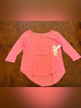 Calvin Klein Jeans Women's Bright Pink Long Sleeve Henley Top